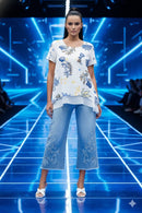 Joseph Ribkoff  Sheer Woven Tropical Print Trapeze Tunic-262204