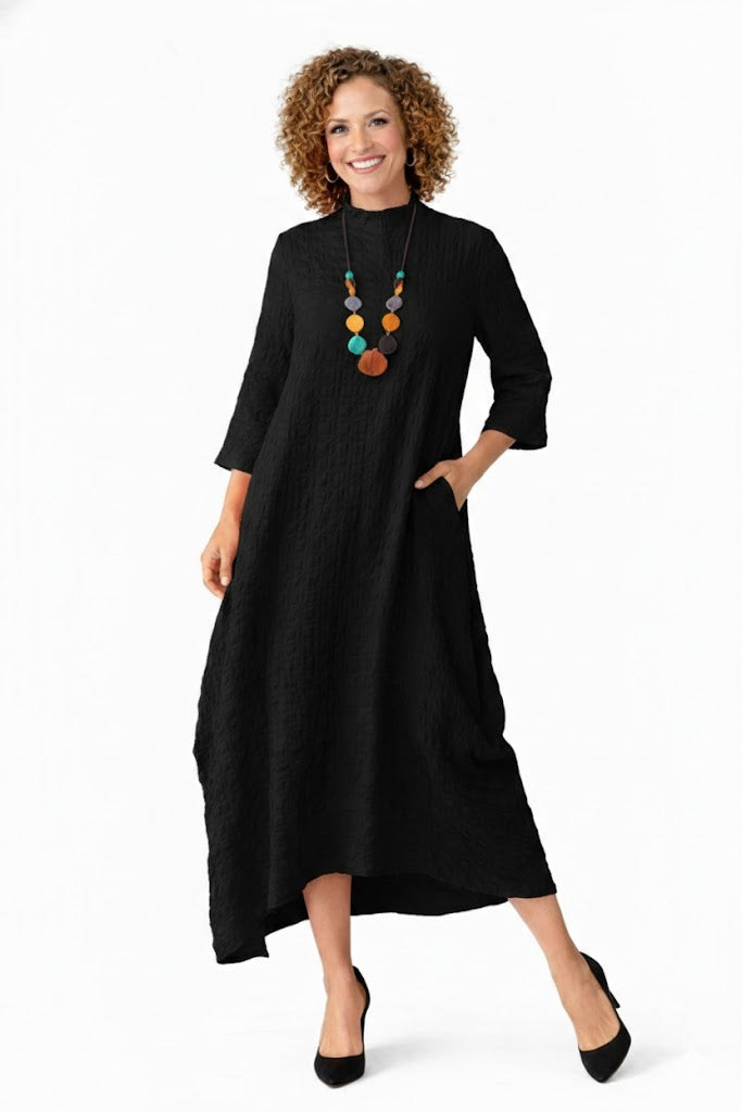 IC Collection Sally Dress IC-3856D | Made in USA Crinkle Midi Dress