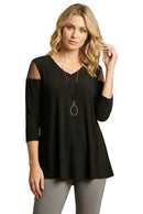 BY JJ Mesh Cutout V-Neck Top – IT-106