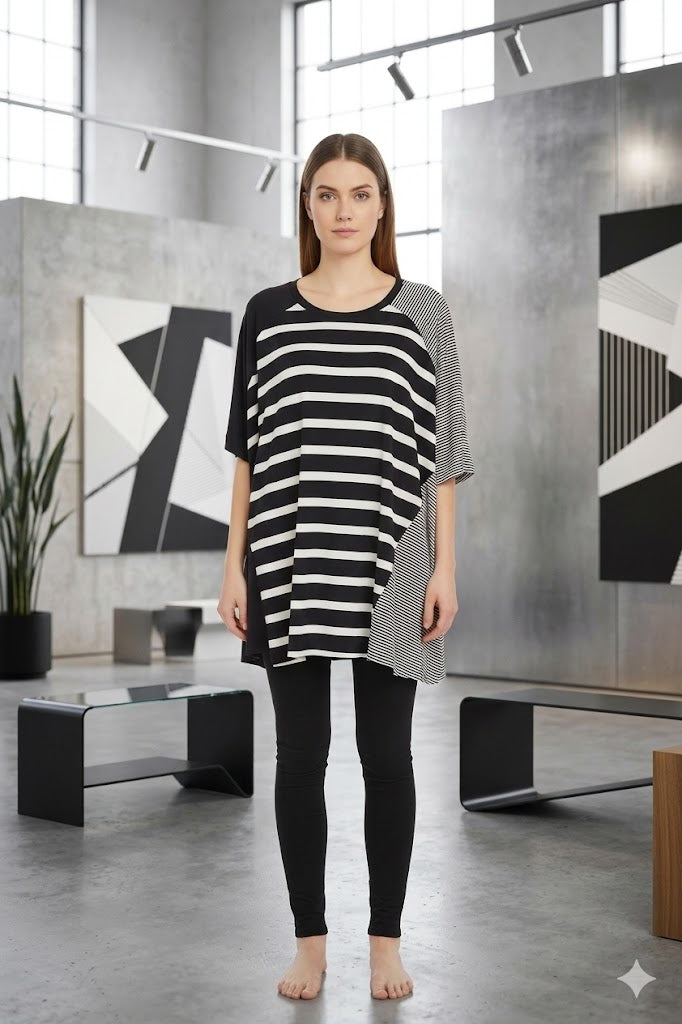Alembika Multi Striped High Low Tunic-TT530N