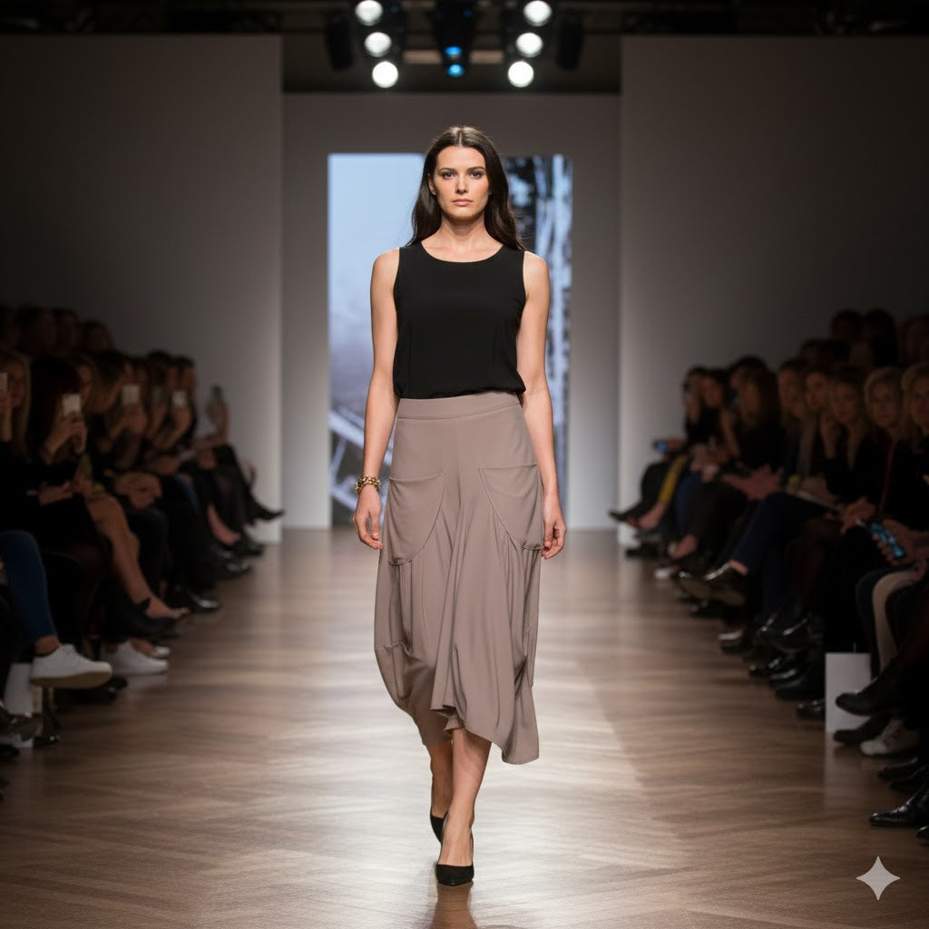 By JJ Draped Maxi Skirt with Pockets- IT-120