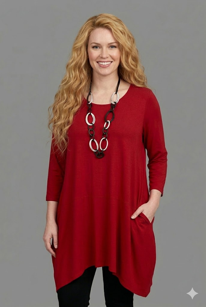 By JJ 3/4 Sleeve Two Pocket Tunic-IT-193