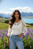 Joseph Ribkoff Crochet Boxy Cardigan | Unique Apparel USA