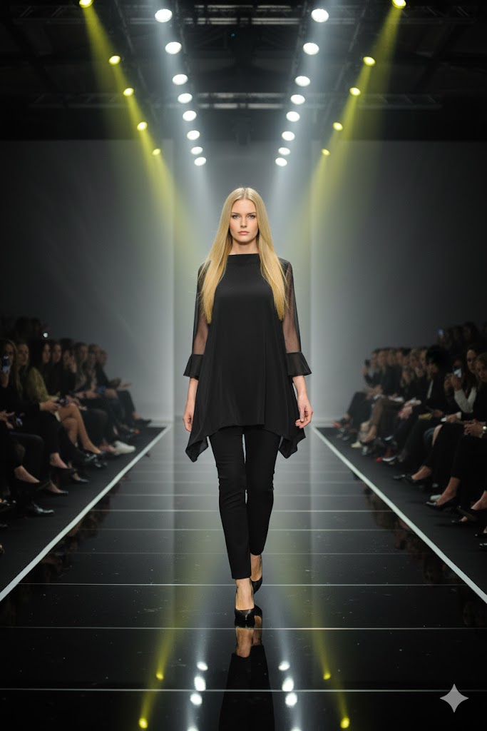 IC Collection Mesh Sleeve Asymmetric Tunic-IC-4953T