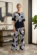 Joseph Ribkoff Silky Knit Geometric Print Asymmetrical Cocoon Top-261283