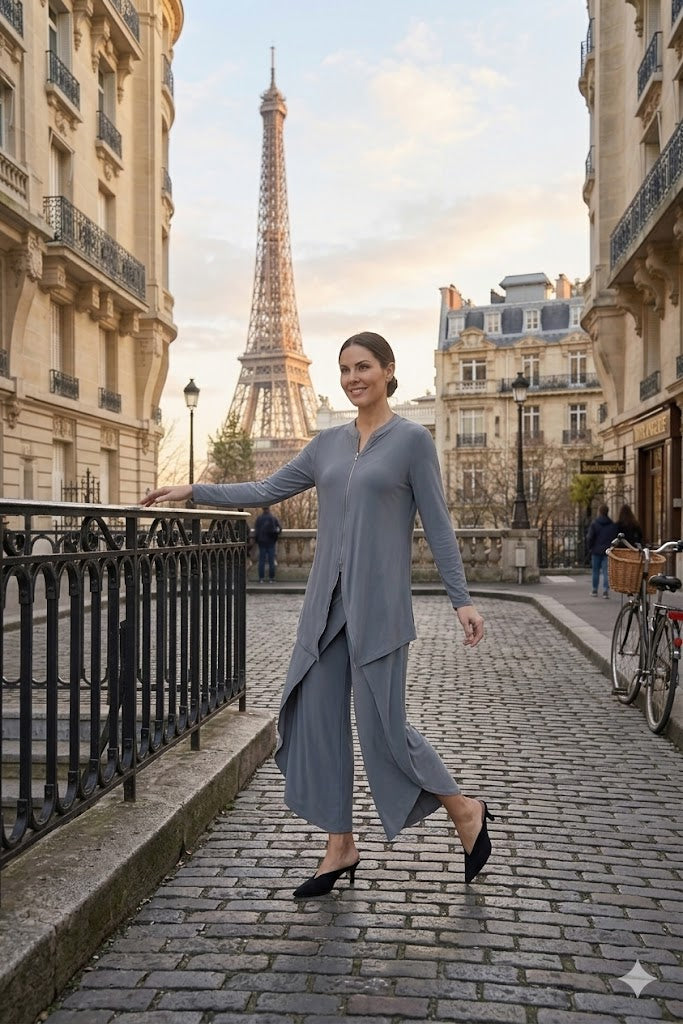 By JJ Relaxed Fit Zip-Front Lounge Tunic-IT-114-GZ