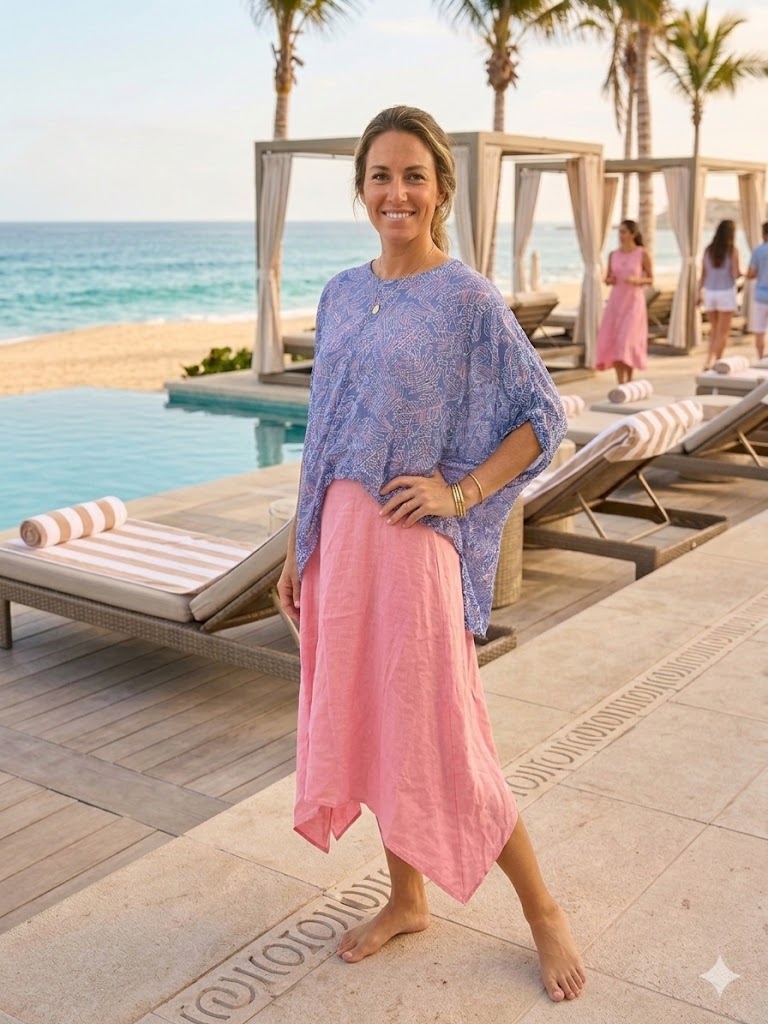 By JJ Leaf Print Popover Topper-ME-407P