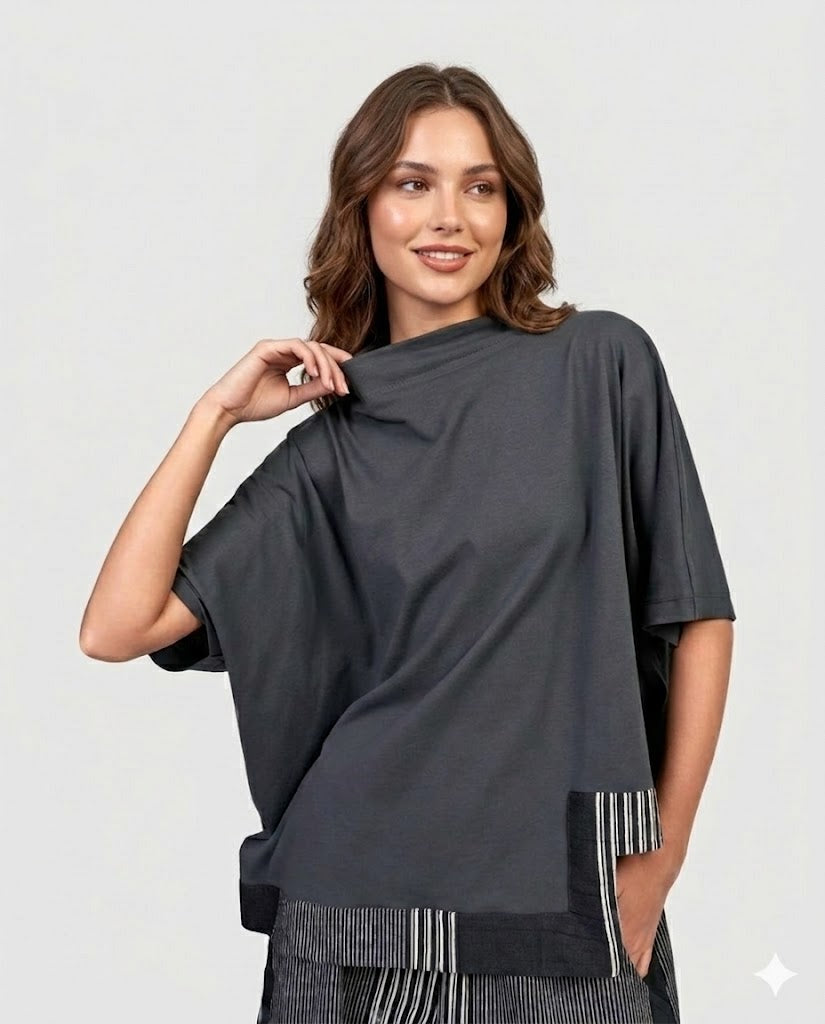 Alembika Urban On My Mind Boxy Top, Grey- UT102G
