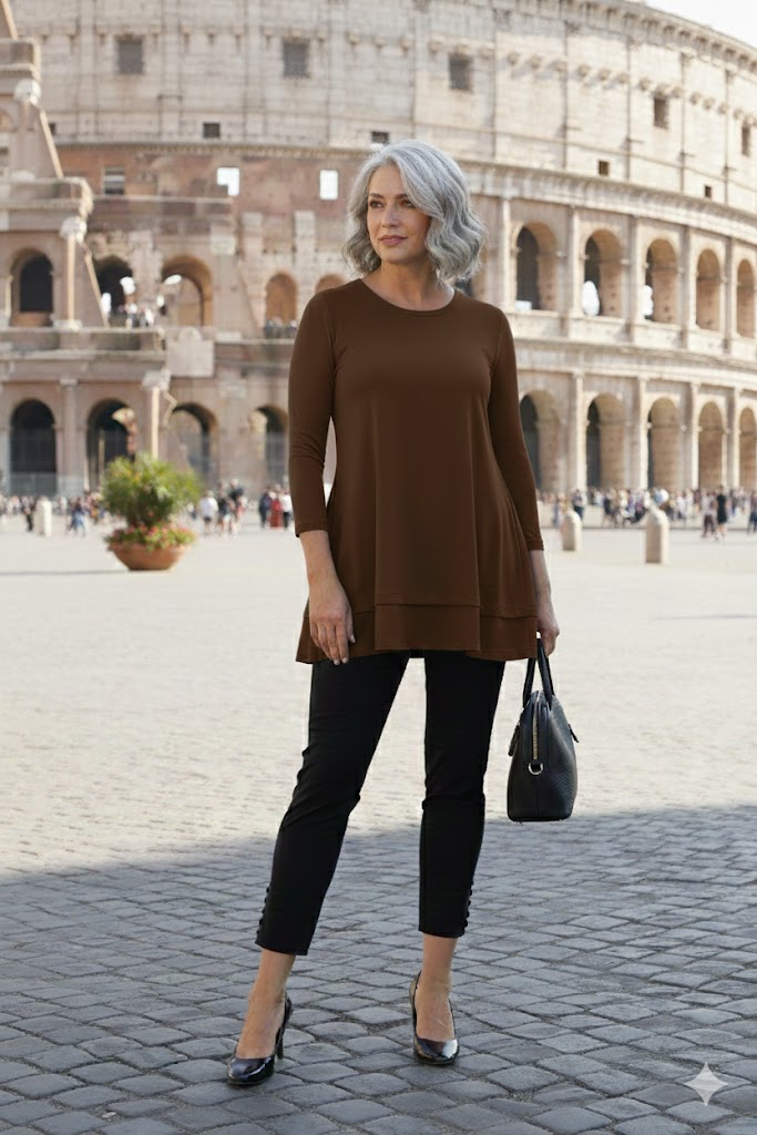 IC Collection Solid Round Neck Tunic-IC-1484T