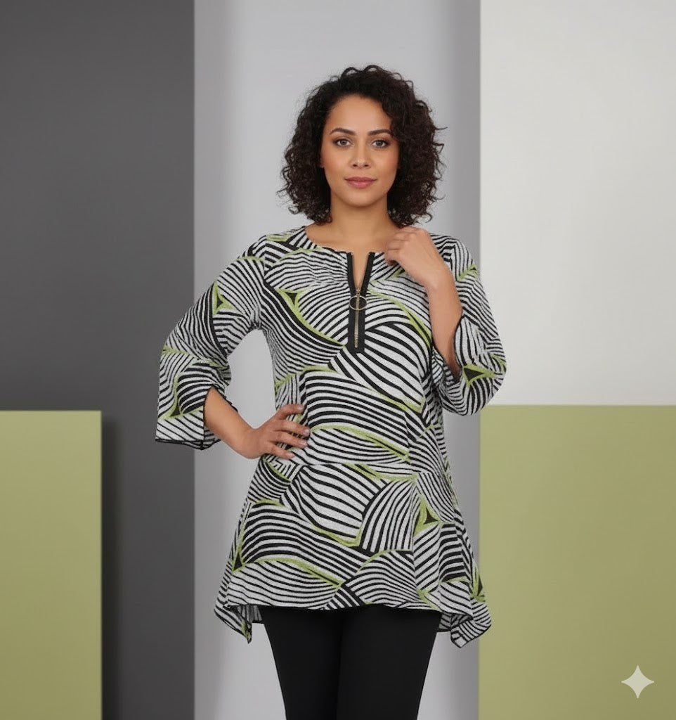 IC Collection Zipper Print Tunic | Unique Apparel USA