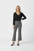 Joseph Ribkoff Black/Moonstone Geometric Print Pull-On Pants-241151