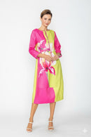 IC Collection Art Bloom Zip-Front Dress-7888D