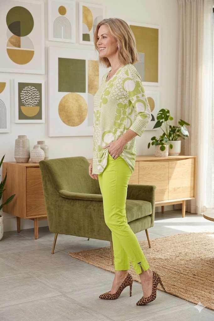 By JJ Modern Lime Abstract Pattern Tunic-SF-240P