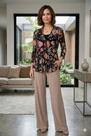 By JJ Floral Crinkled Button Down Top-ME-403