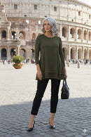 IC Collection Solid Round Neck Tunic-IC-1484T