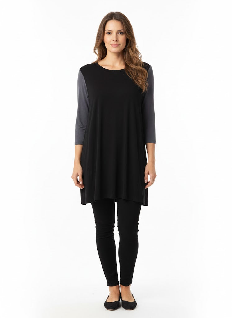 COMFY USA Contrast-Sleeve Swing Tunic-M762