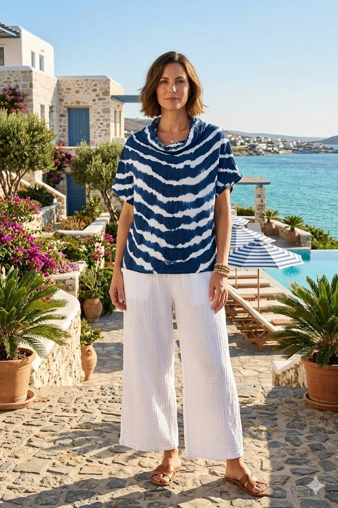 Kozan Suki Top - Lightweight Shibori Print Blouse | Unique Apparel USA