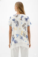 Joseph Ribkoff  Sheer Woven Tropical Print Trapeze Tunic-262204