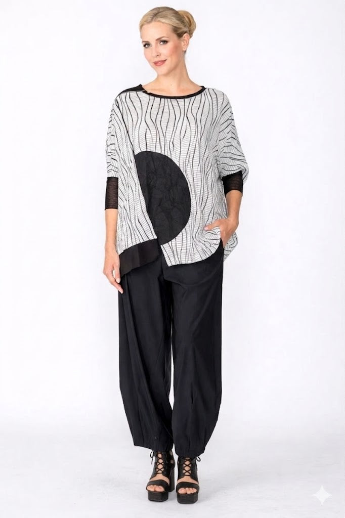 IC Collection Top With Mesh Sleeve-7812T