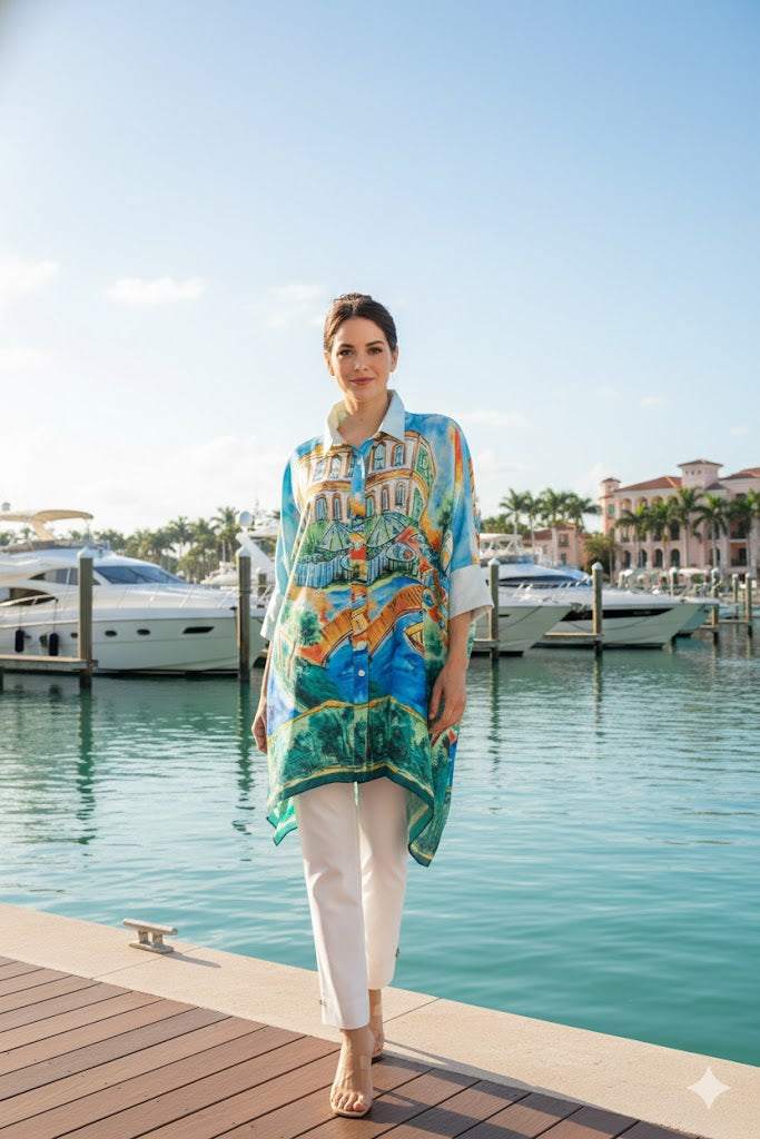 IC Collection Print Poncho Blouse | Unique Apparel USA